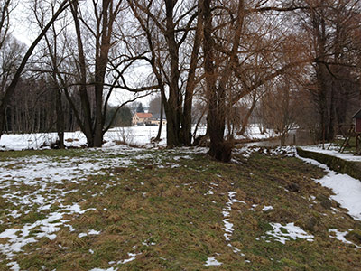 Schneeschmelze an der Wesenitz, bei der Brettm&uuml;hle Rennersdorf